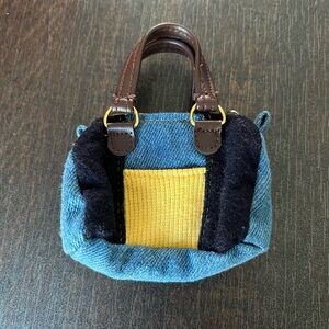 Denim Mini Tote with Yellow Accent and Dark Brown Handles American Girl doll